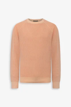 Apricot ribbed crewneck sweater