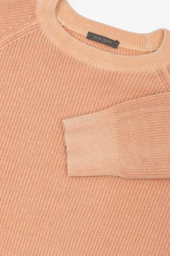 Apricot ribbed crewneck sweater
