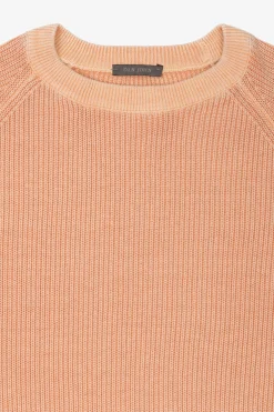 Apricot ribbed crewneck sweater