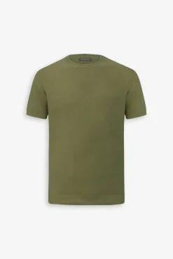 Army green honeycomb knit t-shirt
