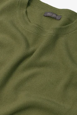Army green honeycomb knit t-shirt