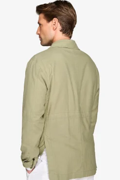 Army green linen blend Saharan jacket