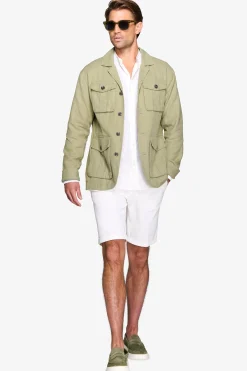 Army green linen blend Saharan jacket