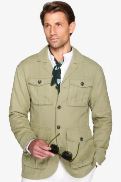 Army green linen blend Saharan jacket