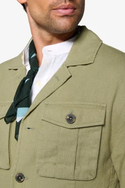 Army green linen blend Saharan jacket