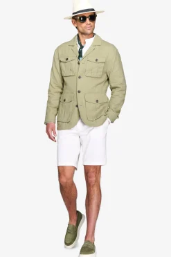 Army green linen blend Saharan jacket