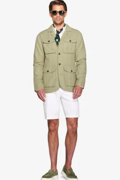 Army green linen blend Saharan jacket