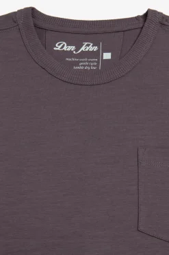 Aubergine crew-neck T-shirt with chest pocket
