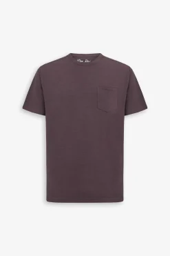 Aubergine crew-neck T-shirt with chest pocket