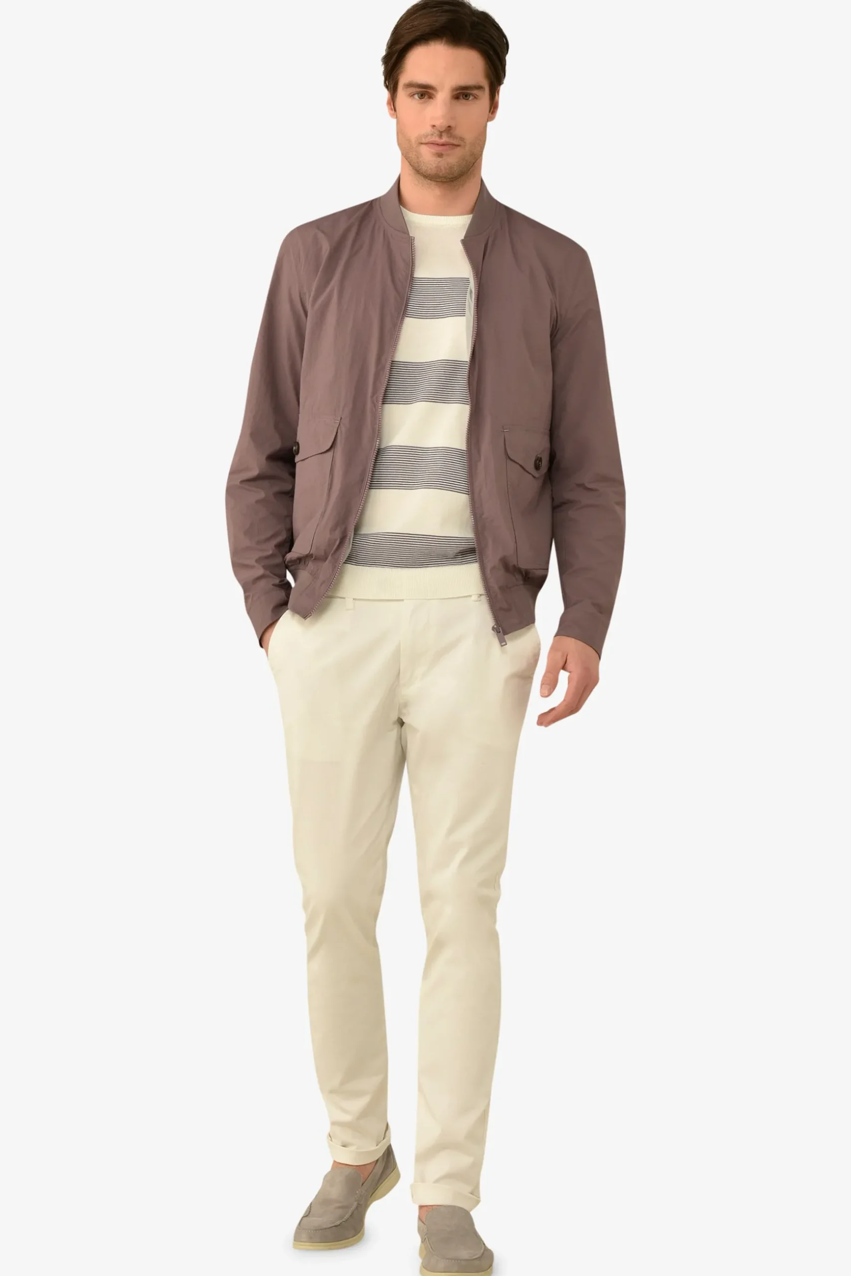 Aubergine Flap Pockets Bomber Jacket