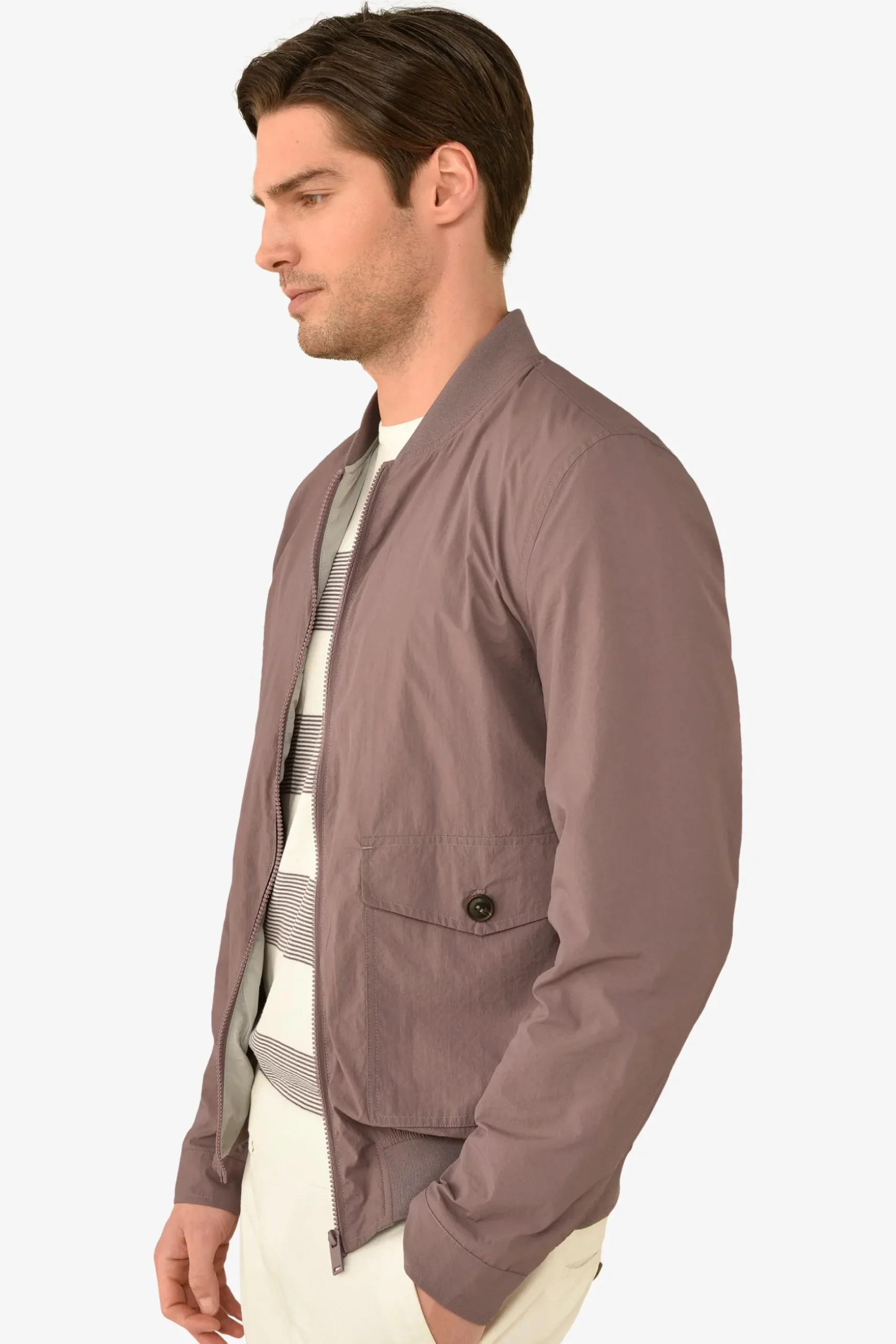 Aubergine Flap Pockets Bomber Jacket
