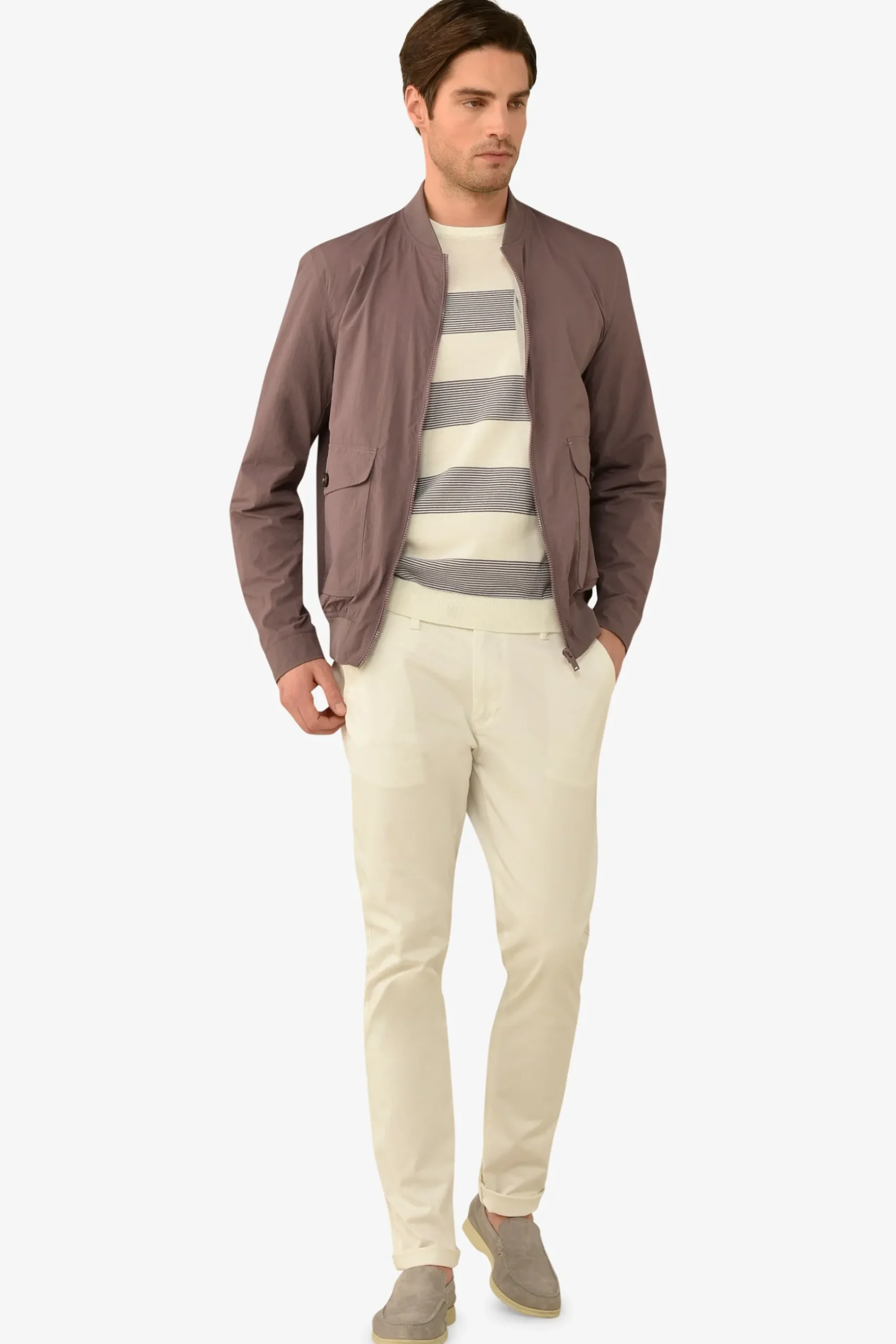 Aubergine Flap Pockets Bomber Jacket