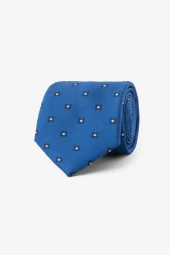 Avion blue micro floral pattern tie