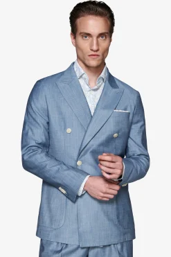 Avion denim effect double-breasted blazer