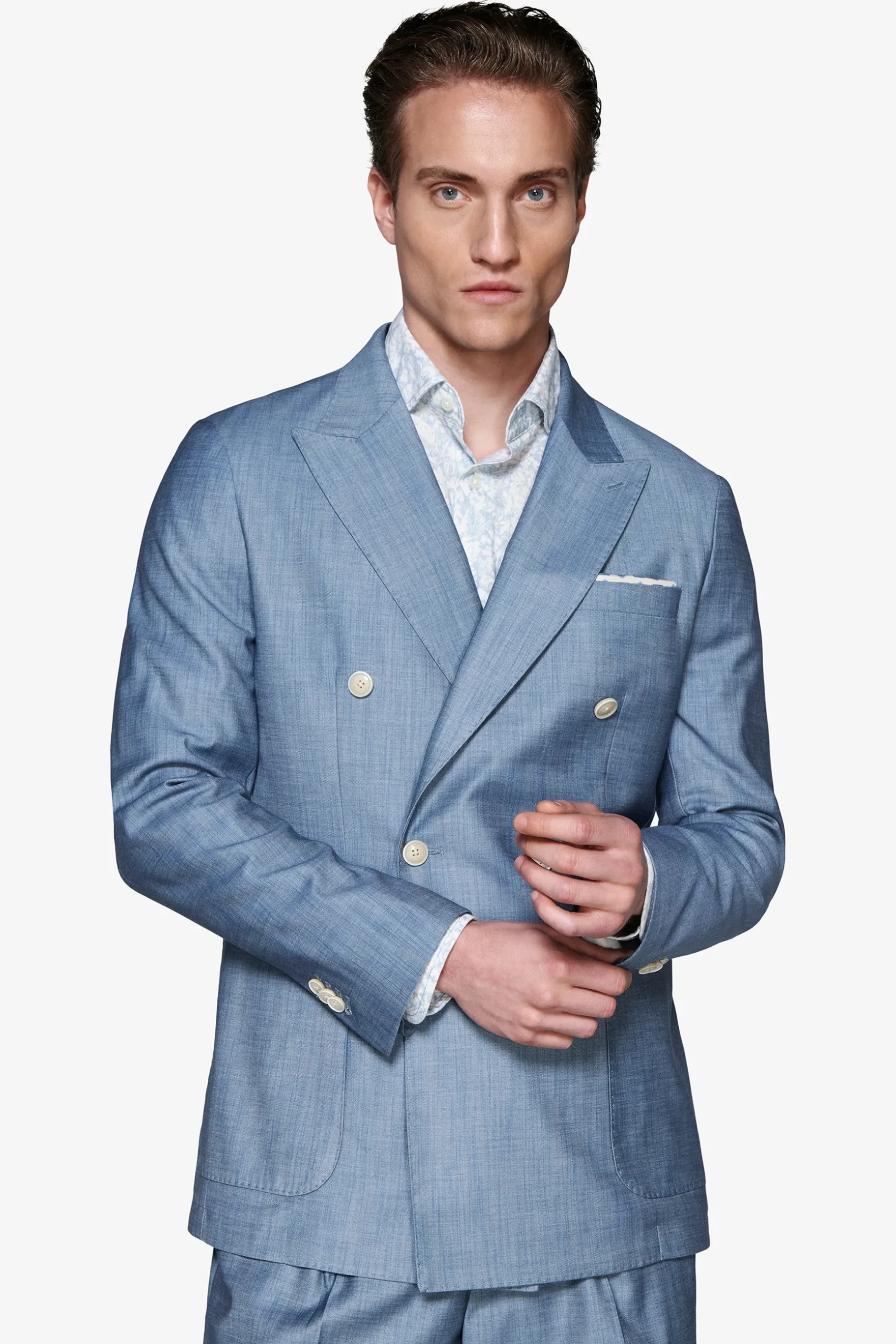 Avion denim effect double-breasted blazer