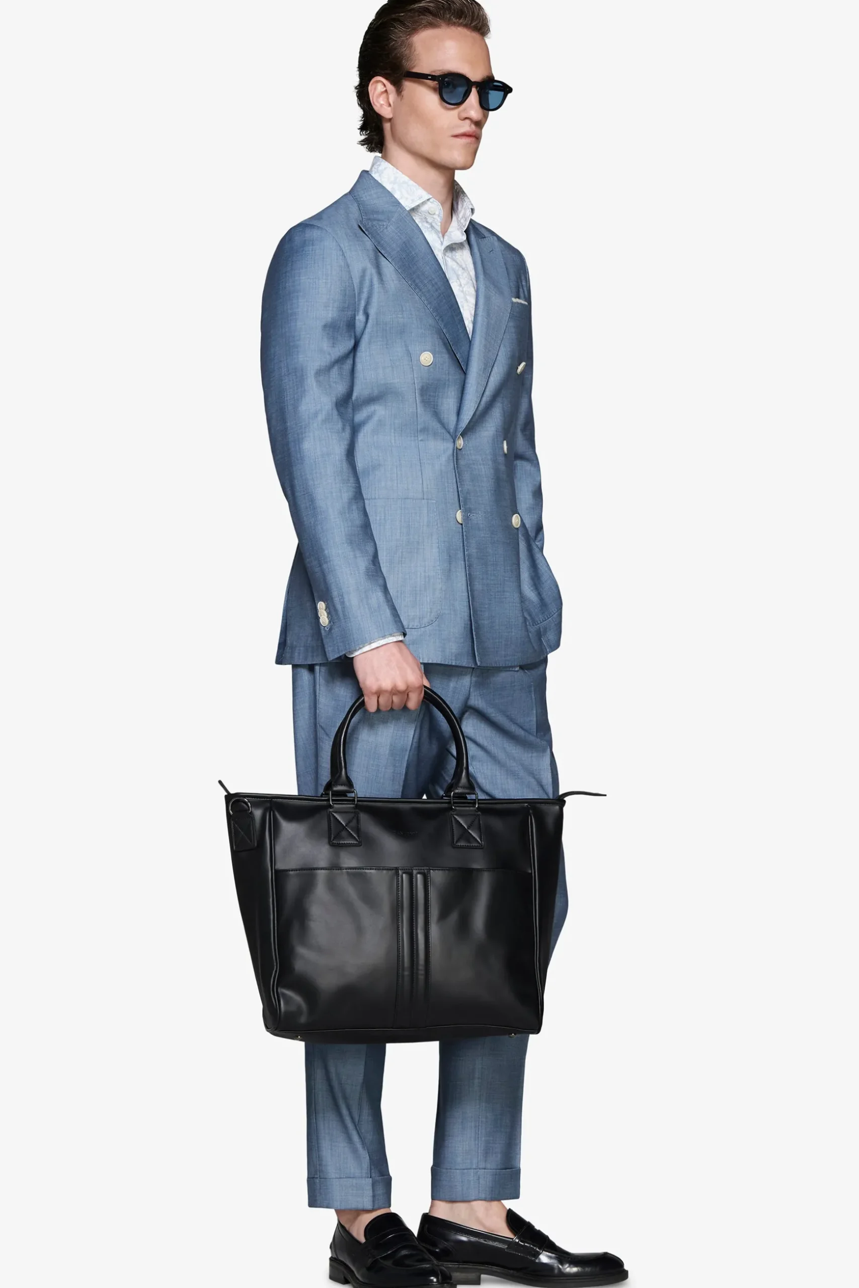 Avion denim effect double-breasted blazer