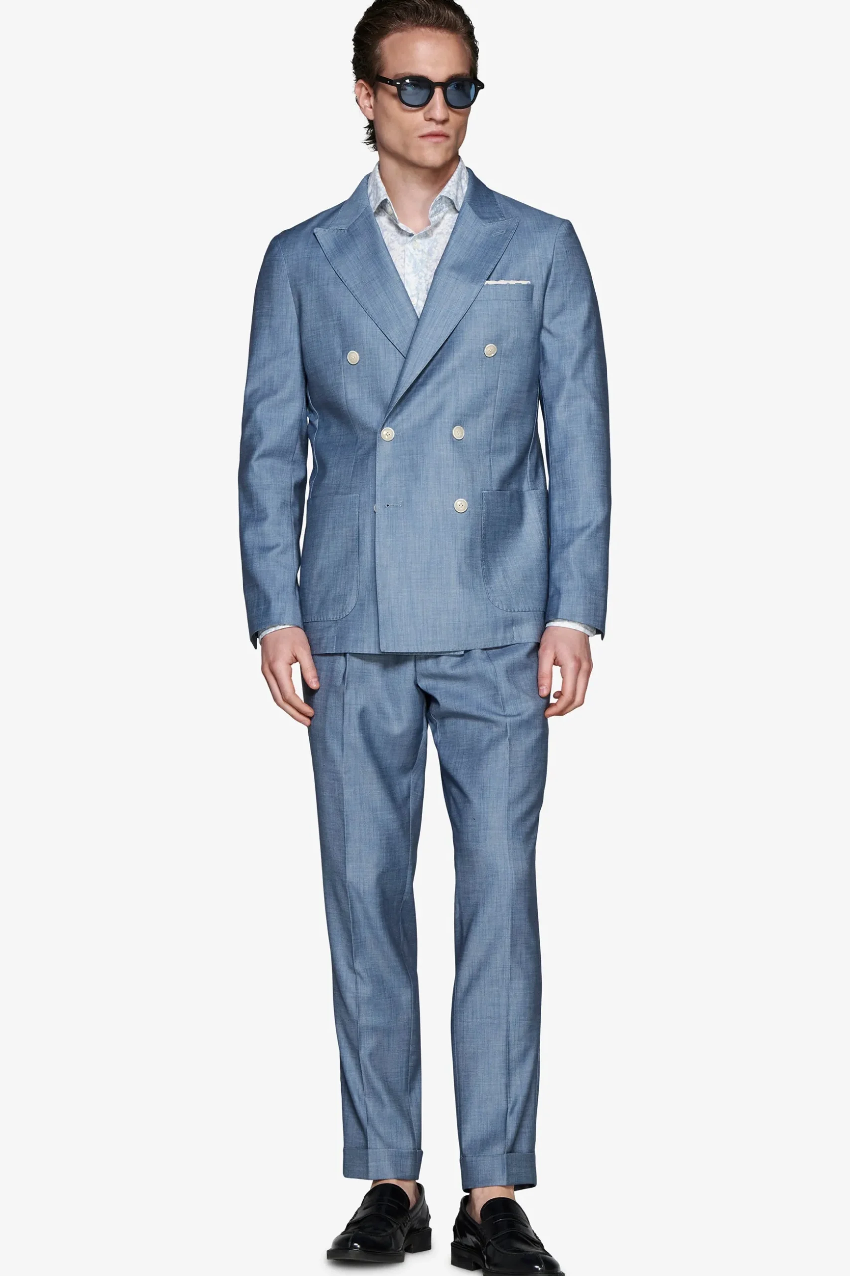 Avion denim effect double-breasted blazer