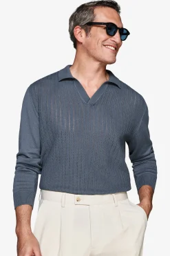 Avion Herringbone knit polo shirt