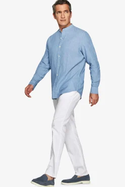 Avion linen blend mandarin collar shirt
