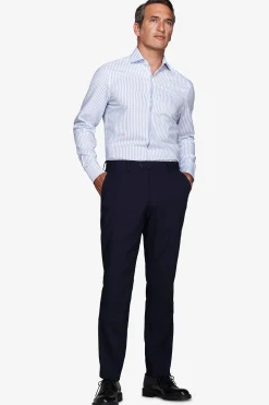 Azure striped textured slim shirt