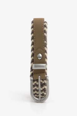 Beige braided elastic belt