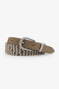 Beige braided elastic belt