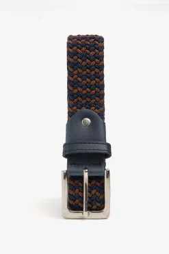 Beige/brown elastic braided belt