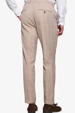 Beige check suit trousers
