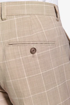 Beige check suit trousers