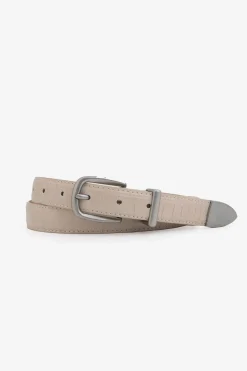 Beige crocodile print belt