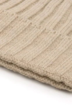 Beige English rib beanie