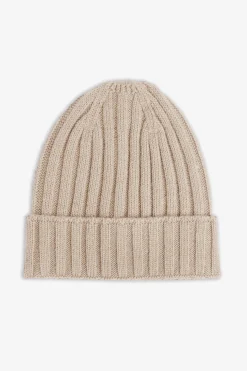 Beige English rib beanie