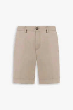 Beige gabardine Bermuda shorts