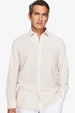 Beige linen blend relaxed shirt