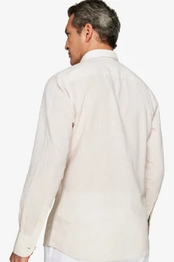 Beige linen blend relaxed shirt