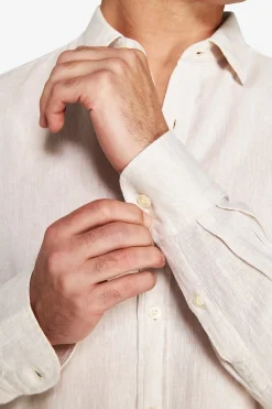 Beige linen blend relaxed shirt