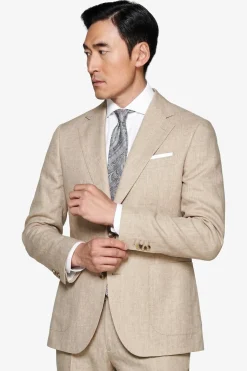 Beige melange canvas suit blazer