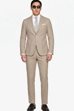 Beige melange canvas suit blazer