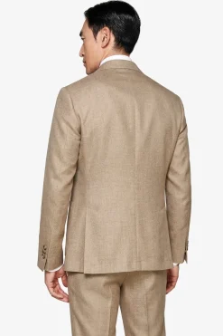 Beige melange canvas suit blazer