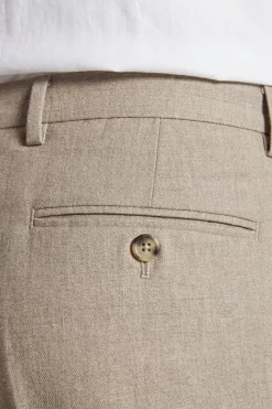 Beige melange canvas suit trousers