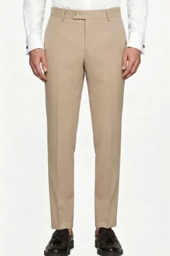 Beige melange canvas suit trousers