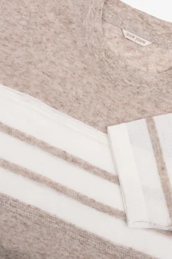 Beige striped knit t-shirt
