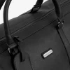 Black brown faux-leather travel bag