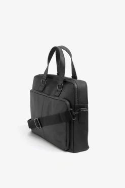 Black faux-leather overnight bag