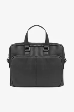 Black faux-leather overnight bag