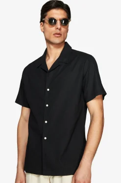 Black Hawaiian linen blend shirt