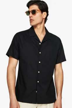 Black Hawaiian linen blend shirt