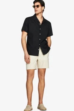 Black Hawaiian linen blend shirt