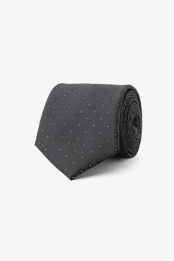 Black micro geometric pattern tie
