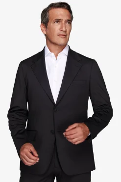 Black relax tech stretch jersey slim suit blazer